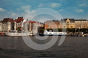 Waterways, boats and beautiful old buildings in Stockholm, Sweden