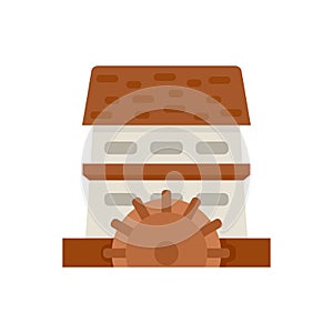 Waterwheel mill icon flat isolated vector