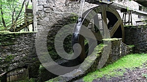 Waterwheel in old ruine building