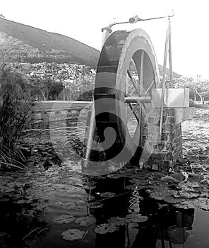 Waterwheel in public park