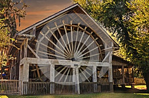 Waterwheel at Sunset photo