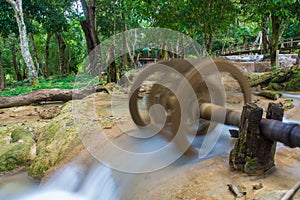 Waterwheel at Tad Sae Waterfalls at Luang prabang, Laos