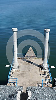 Waterworks at Haringvliet lock in the Netherlands. Delta works salt to fresh and influence the tides of high and low water.