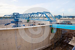 waterworks production tank in construction at water suppies industry estate site photo
