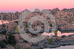 Watson Lake Fall Landscape Prescott Arizona at Sunset