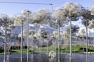 Wattens, Austria  - April 1, 2019: The beautiful crystal clouds in Swarovski Kristallwelten Crystal Worlds museum - Immagine