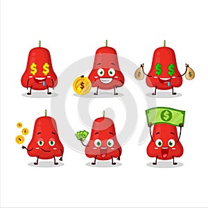 Watter apple cartoon character with cute emoticon bring money