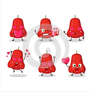 Watter apple cartoon character with love cute emoticon