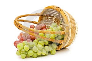 Wattled basket with grapes photo