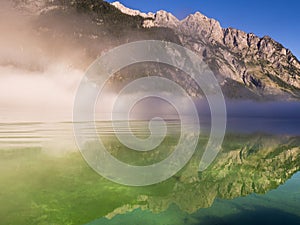 Watzmann east wall in the morning mist