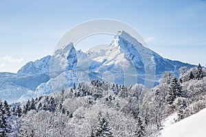 Watzmann mountain in winter, Bavaria, Germany