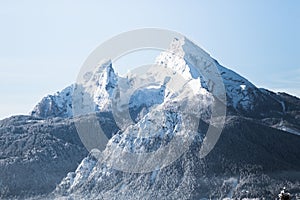 Watzmann mountain in winter, Bavaria, Germany