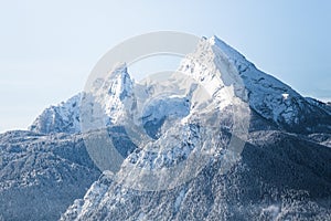 Watzmann mountain in winter, Bavaria, Germany