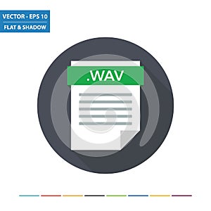 WAV audio document file format flat icon photo
