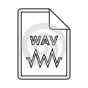 WAV audio file extension icon, outline style