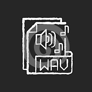 WAV file chalk white icon on black background photo