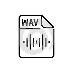 WAV file color line icon. Format and extension of documents