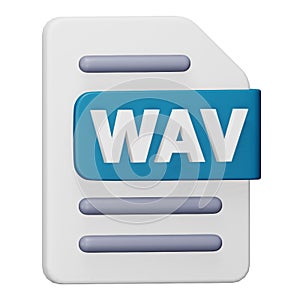 Wav file format 3d rendering isometric icon.