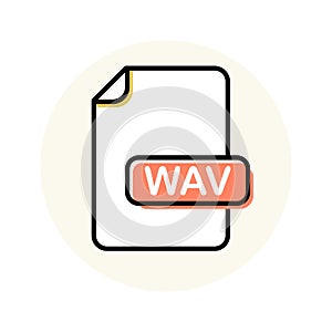 WAV file format, extension color line icon