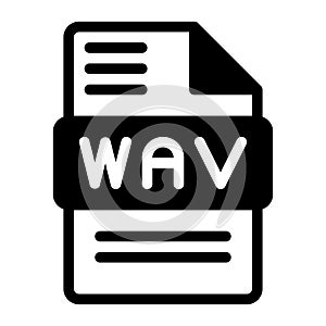 Wav file icon. Audio format symbol Solid icons, Vector illustration. can be used for website interfaces, mobile applications and