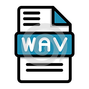 Wav file icon. flat audio file, icons format symbols. Vector illustration. can be used for website interfaces, mobile applications