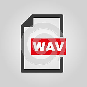 The WAV icon. File audio format symbol. Flat