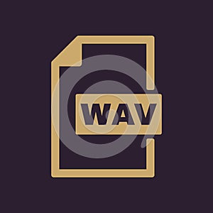 The WAV icon. File audio format symbol. Flat