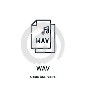 wav icon vector from audio and video collection. Thin line wav outline icon vector illustration