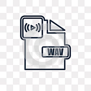 Wav vector icon isolated on transparent background, linear Wav t