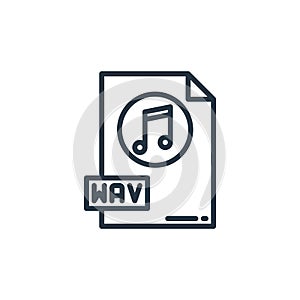 wav vector icon isolated on white background. Outline, thin line wav icon for website design and mobile, app development. Thin