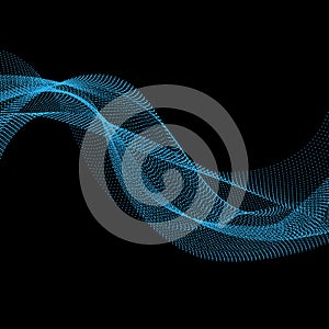 Wave Background. Abstract Vector Illustration. 3D Technology Style. Network Design with Particle.