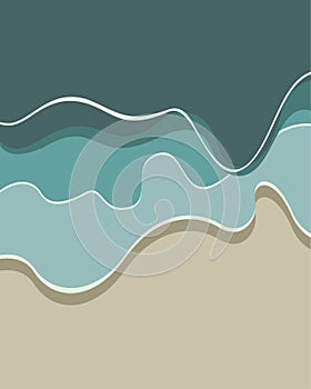 Wave background side of the sea illustration vector banner wallpaper backdrop with soft rerto color printable