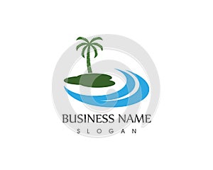 Wave beach hollidays logo design concept photo