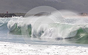 Wave on the beach of Nazare Portugal