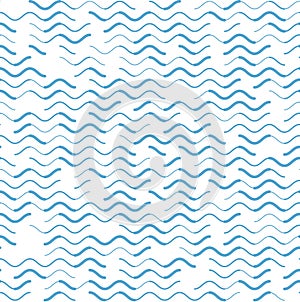 Wave blue lines various strokes seamless pattern