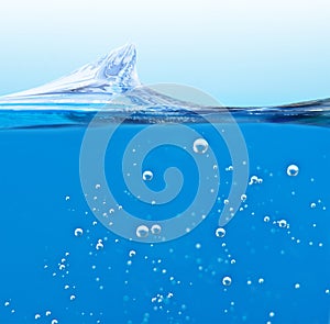 Wave blue liquid with air bubbles