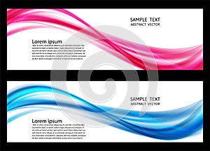 Wave blue and pink transparent abstract on white background with copy space, vector illustration for banner