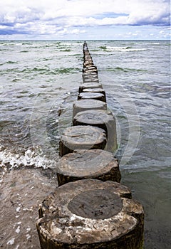 Wave breaker or breakwater in the baltic sea germany