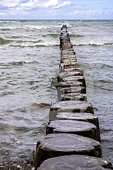 Wave breaker or breakwater in the baltic sea germany