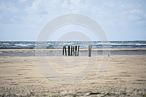 Wave breakers at the mouth of the cashen