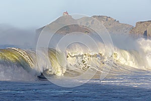 Wave breaking in Bakio near gaztelugatxe