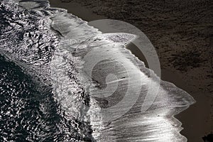 Wave breaking on beach