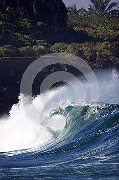 Wave breaking on coastline