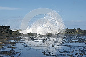 Wave Breaking on Lava Rocks