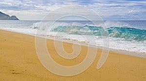 Wave breaks on Pacific Ocean beach