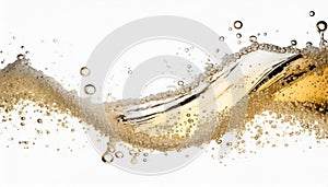 Wave of champagne or sparkling wine liquid isolated on white