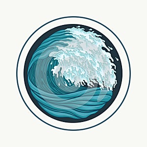 Wave circle tropical handdrawn  illustration