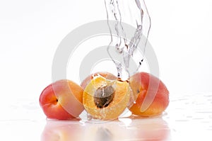 Apricots with water splash