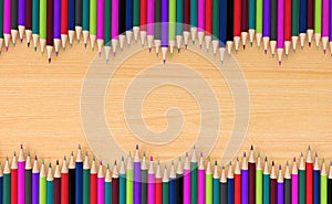 Wave colored pencils on wooden board