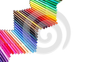 Wave of colorful felt-tip pens
